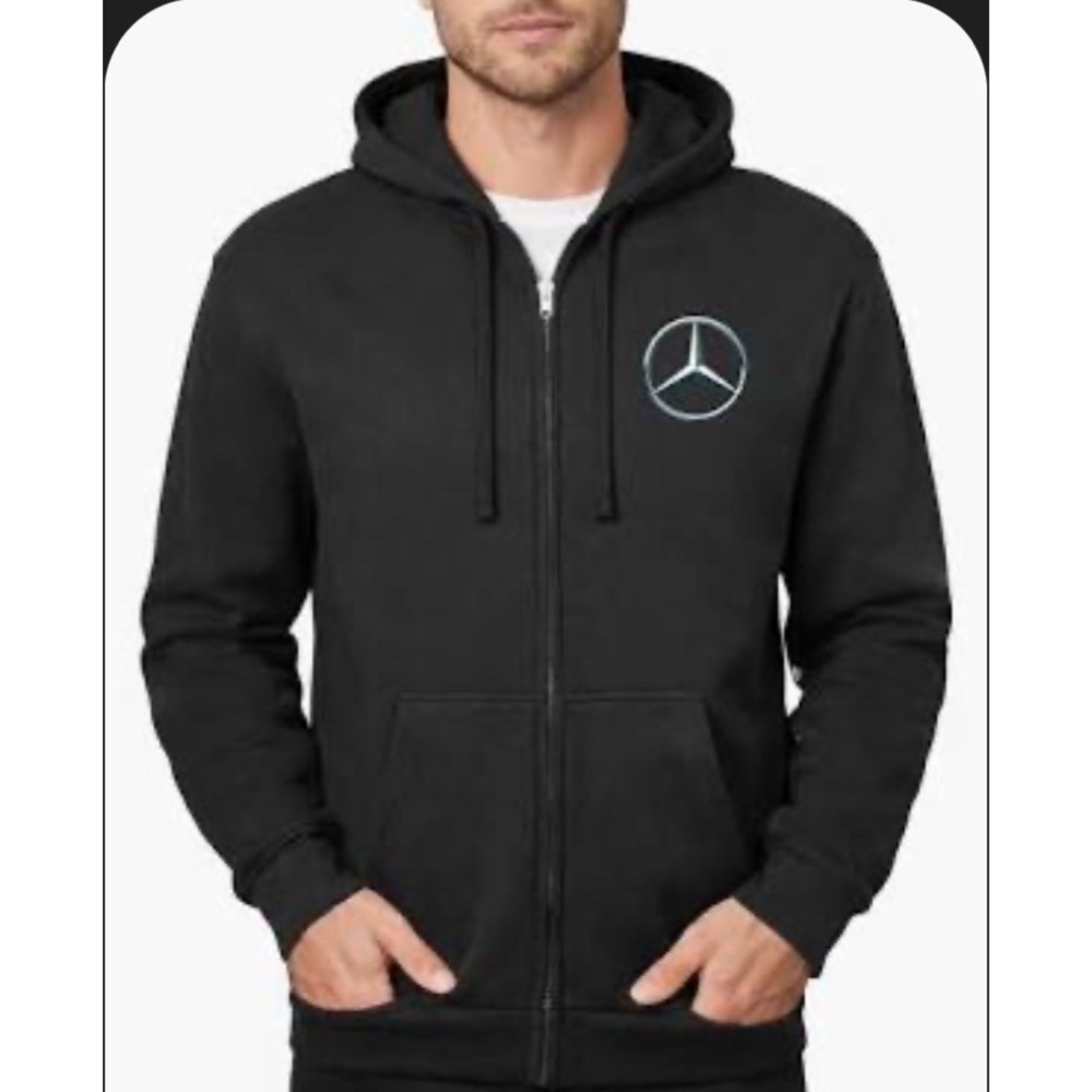 Mercedes-Benz Full Zip Hooded Sweatshirt Black XL New With Tags